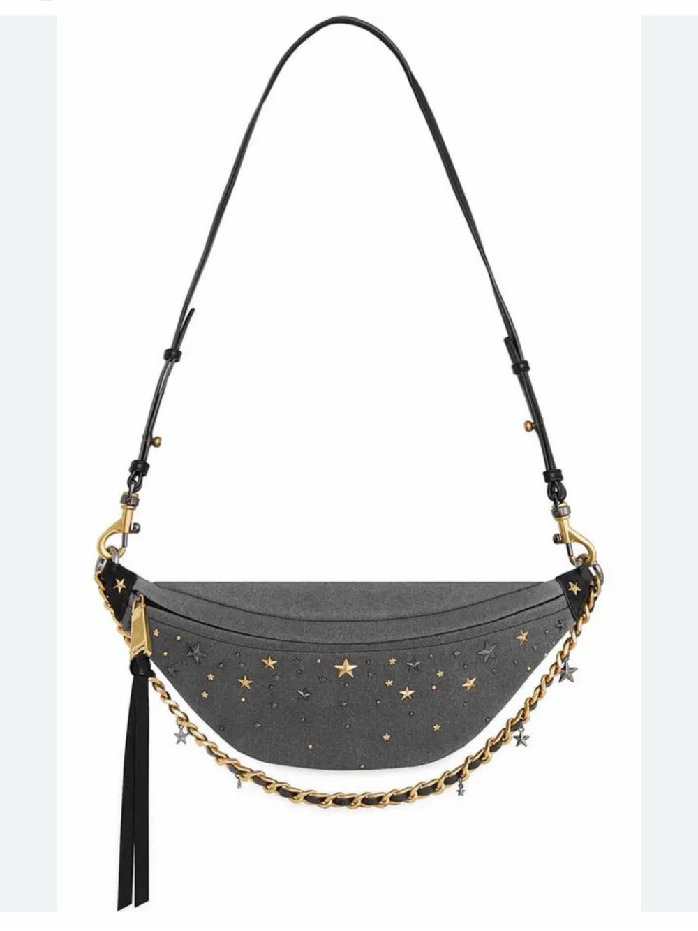 Rebecca Minkoff Grey Star-Studded Crossbody with Gold & Black Accents